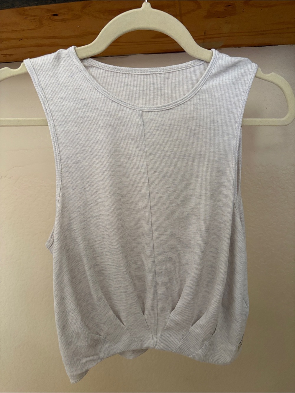 Vuori Light Gray Ribbed Twist-Hem Tank Top